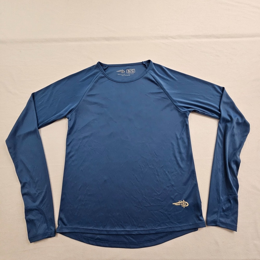 Reel Life Sunset Ocean Blue Long Sleeve Performance T-Shirt Women's S